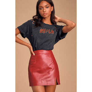 Lulus Corte Red Vegan Leather Mini Skirt - Size S